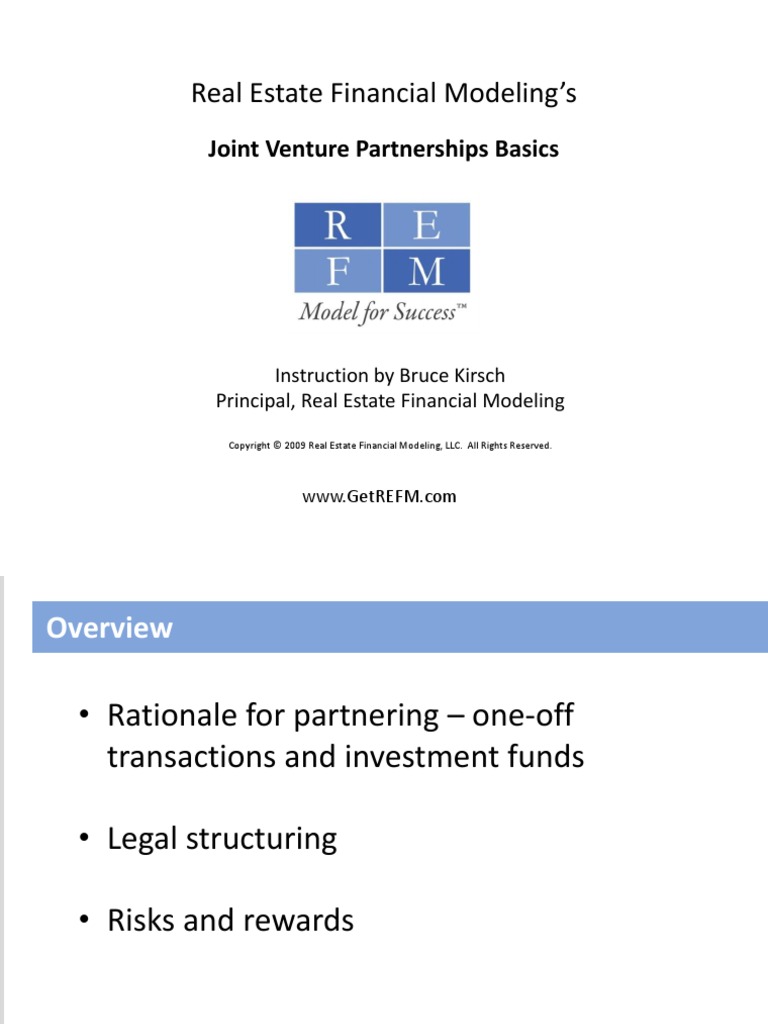 Real Estate Joint Venture Partnerships Basics PDF Joint Venture Limited Partnership