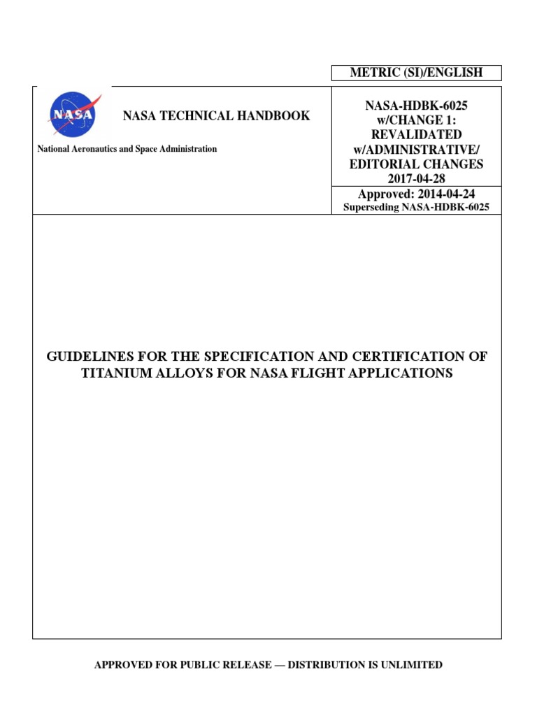 Nasa-Hdbk-6025 W Change 1 | PDF | Titanium | Heat Treating