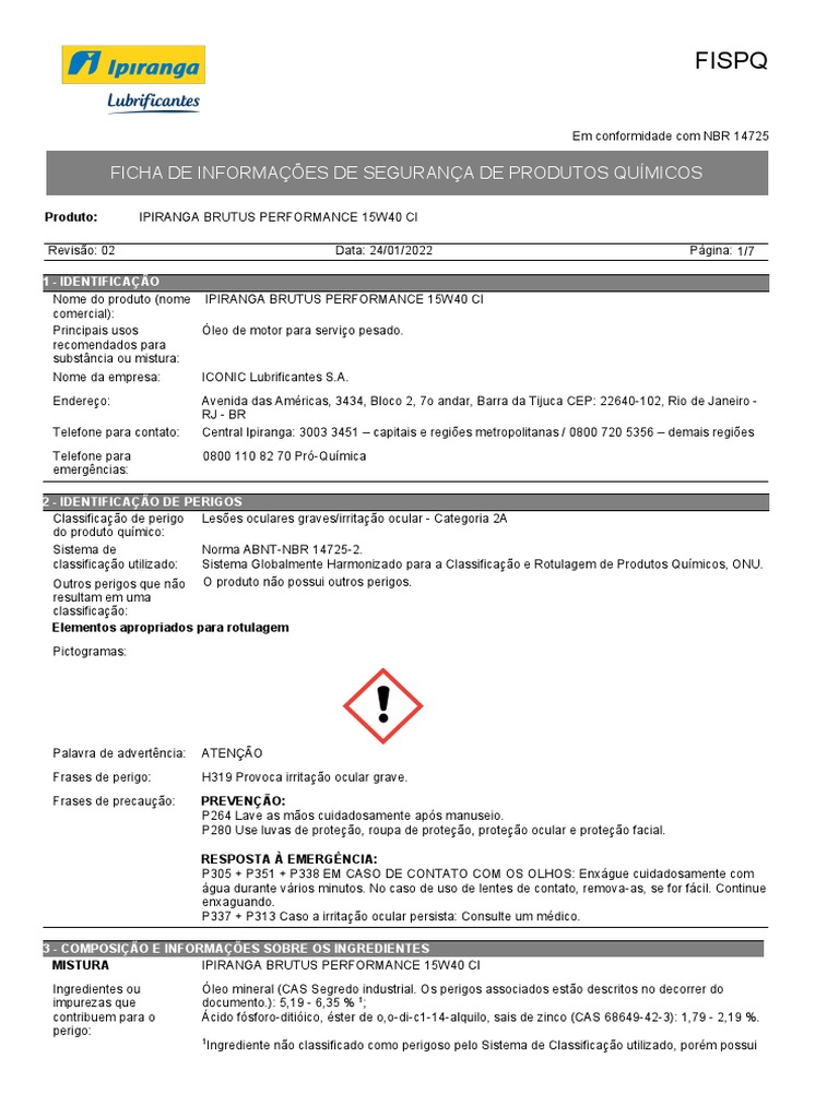 FISPQ Brutus Light PDF Embalagem e rotulagem Ciências Físicas