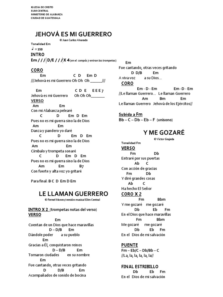 Medley JEHOVA ES MI G.-LE LLAMAN G. Y ME GOZARE | PDF