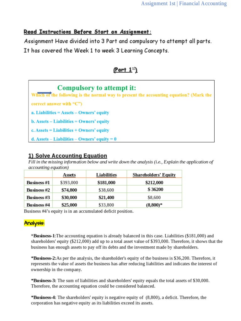Accounting Assignment Pdf Equity Finance Debits And Credits