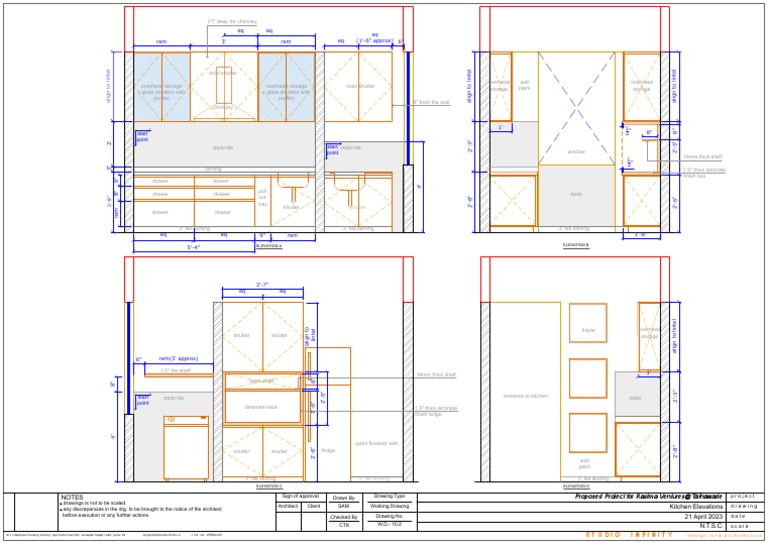Kitchen Elevation Working Drawings | PDF | Architectural Elements ...