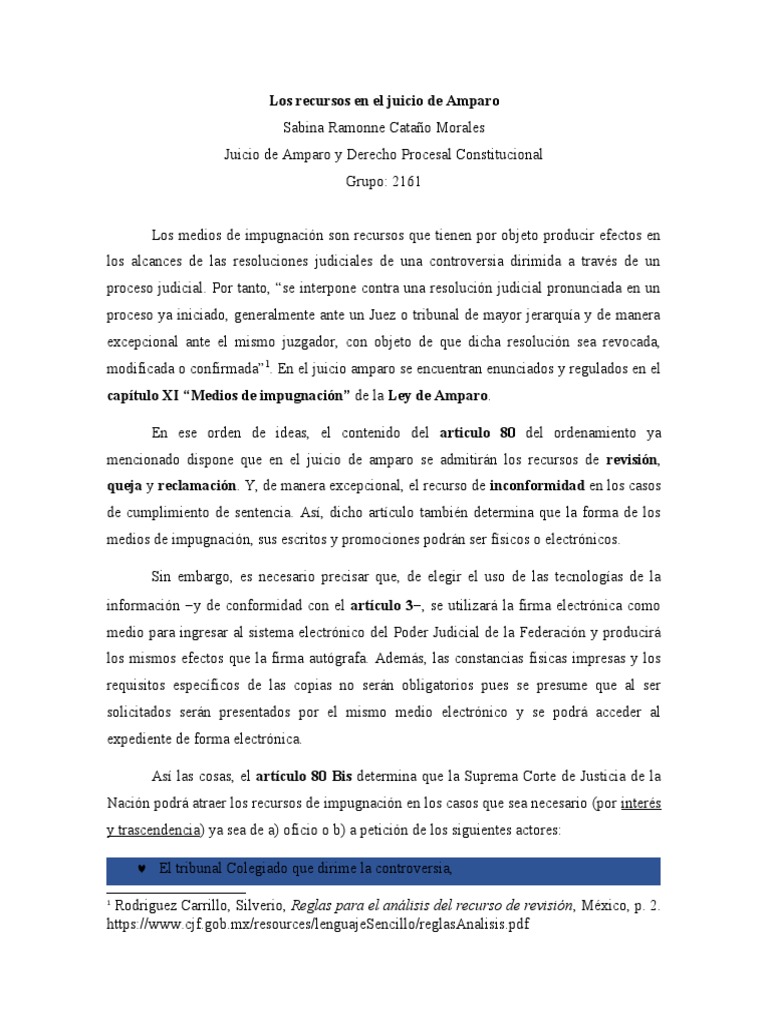 Recursos en el Juicio de Amparo | PDF | Sentencia (ley) | Jurisdicción