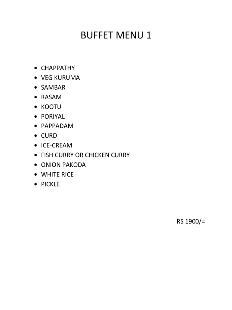 Buffet Menu | PDF