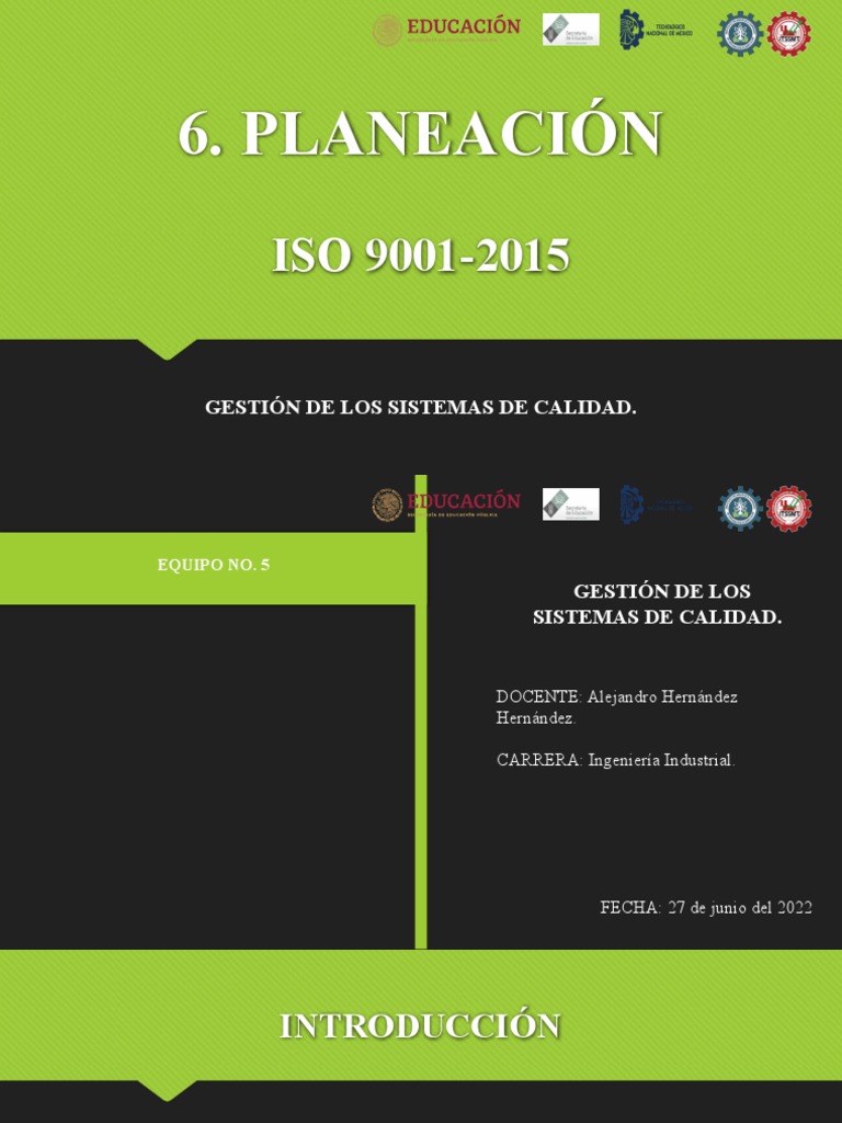6. Planeación ISO 9001-2015 | PDF | Calidad (comercial) | Gestión de la ...