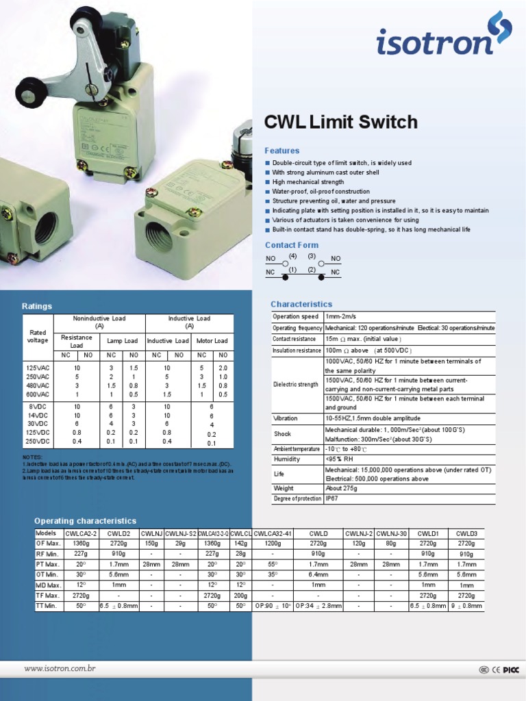 CWL Limit Switch PDF Switch Equipment