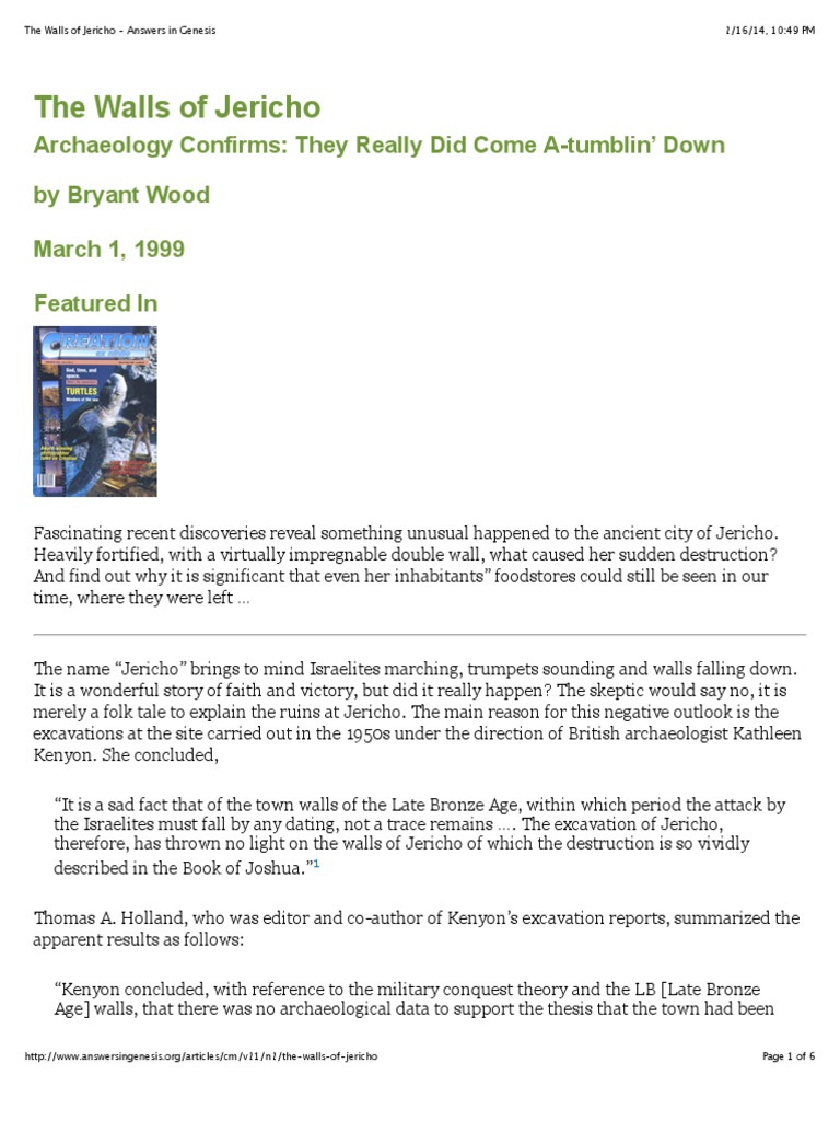 The Walls Of Jericho Answers In Genesis Pdf Joshua Israelites