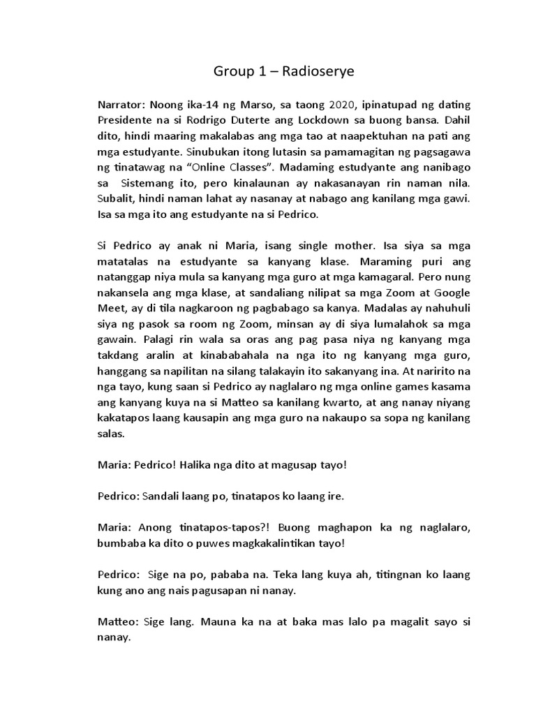 Group 1 Output Radyoserye Script | PDF