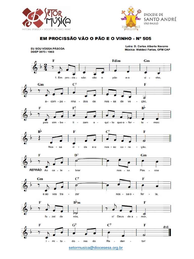 Em Procissão Vão o Pão e o Vinho Partitura | PDF