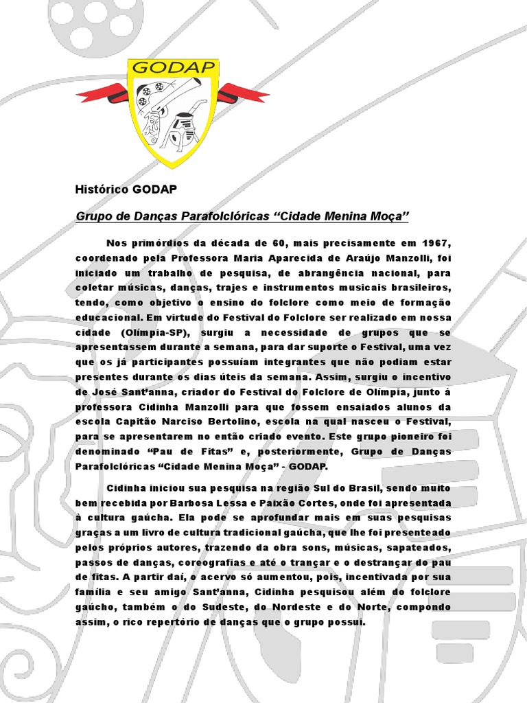 História do GODAP e sua Cultura Folclórica | PDF