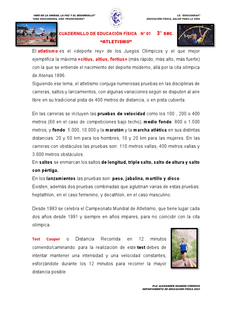 Cuadernillo 3° | PDF | Deporte del atletismo | Juegos de habilidad física
