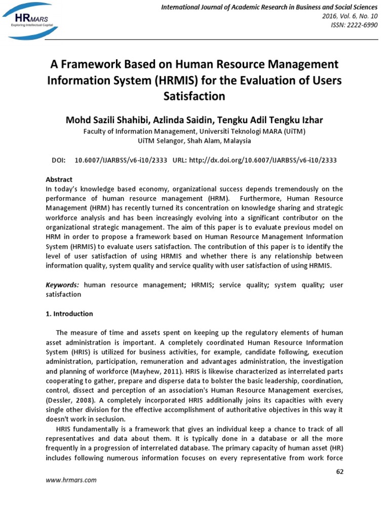 A Framework Based On Human Resource Mana | PDF | Data Quality ...