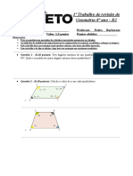 1º Trabalho de Revisão de Geometria 8º Ano - B2