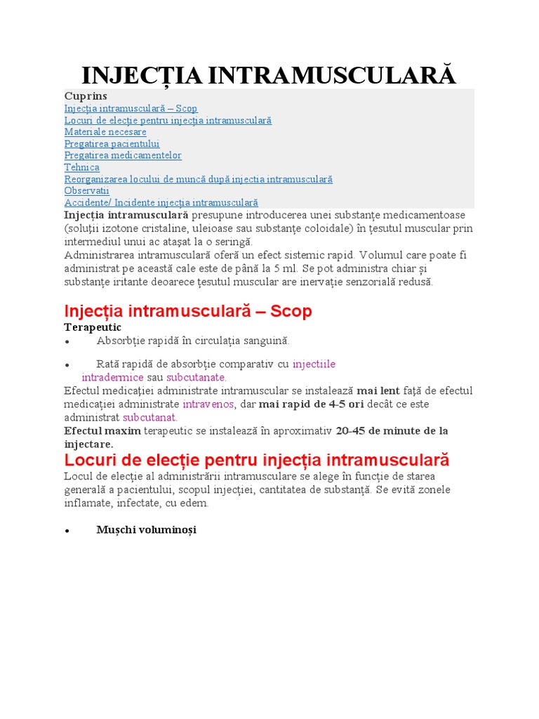 Locuri Electie Injectia Intramusculara INJECȚIA INTRAMUSCULARĂ | PDF