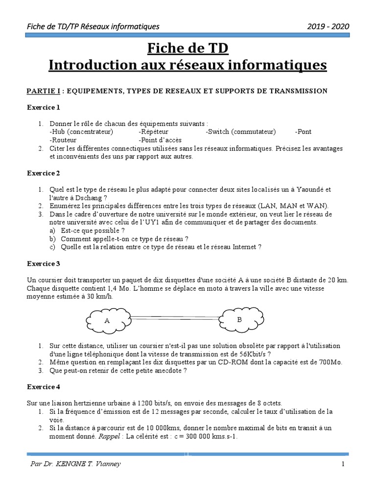 Fiche TD Réseaux Informatiques 2019-2020 | PDF | Protocoles Internet ...