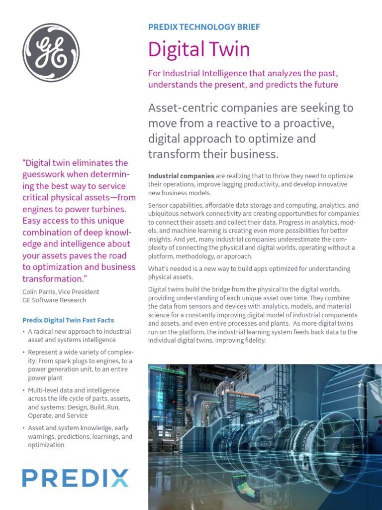Predix Digital Twin Technology Overview | PDF | Analytics | Physical ...