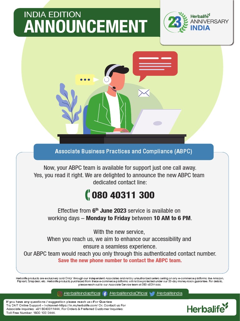 Associate Business Practices and Compliance New Phone Number Announcement Flyer PDF