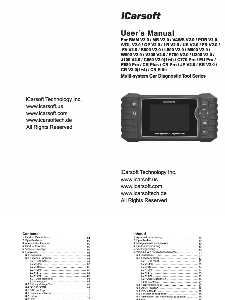 ICarsoft V2.0 Series Manual PDF