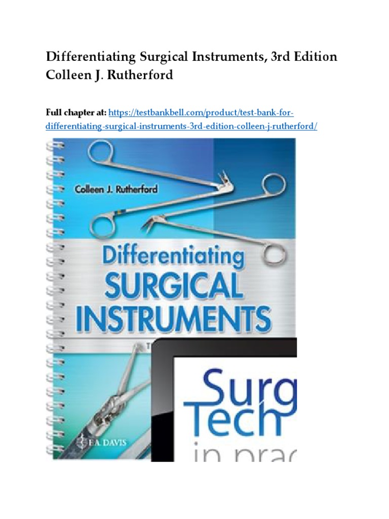 Test Bank For Differentiating Surgical Instruments 3rd Edition Colleen