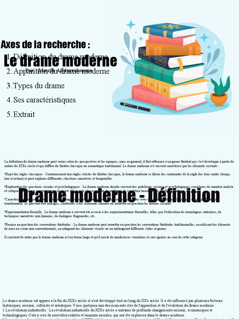 Définition et caractéristiques du drame moderne | PDF | Théâtre ...