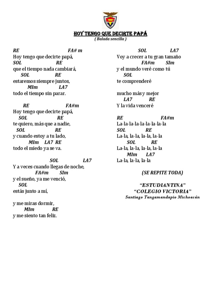 HOY TENGO QUE DECIRTE PAPÁ (Letra, Pisadas y Ritmo) 1 | PDF