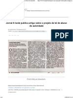 Jornal A Tarde Publica Artigo Sobre o Projeto de Lei de Abuso de Autoridade - Leandro Bastos Nunes