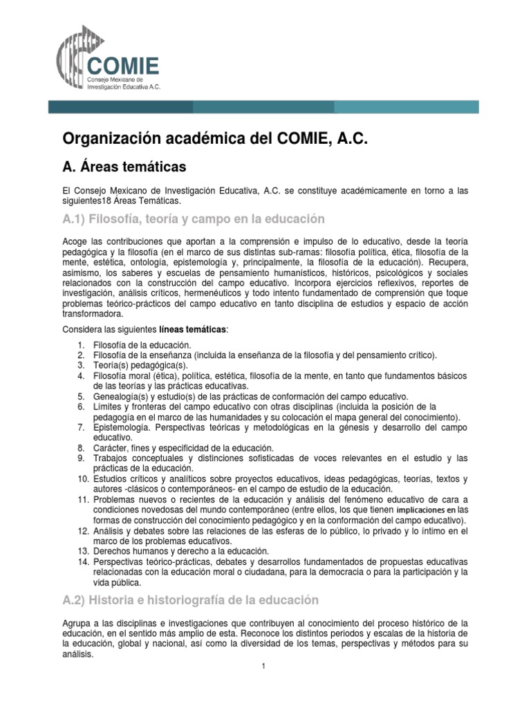 Áreas Temáticas del COMIE en Educación | PDF | Plan de estudios ...