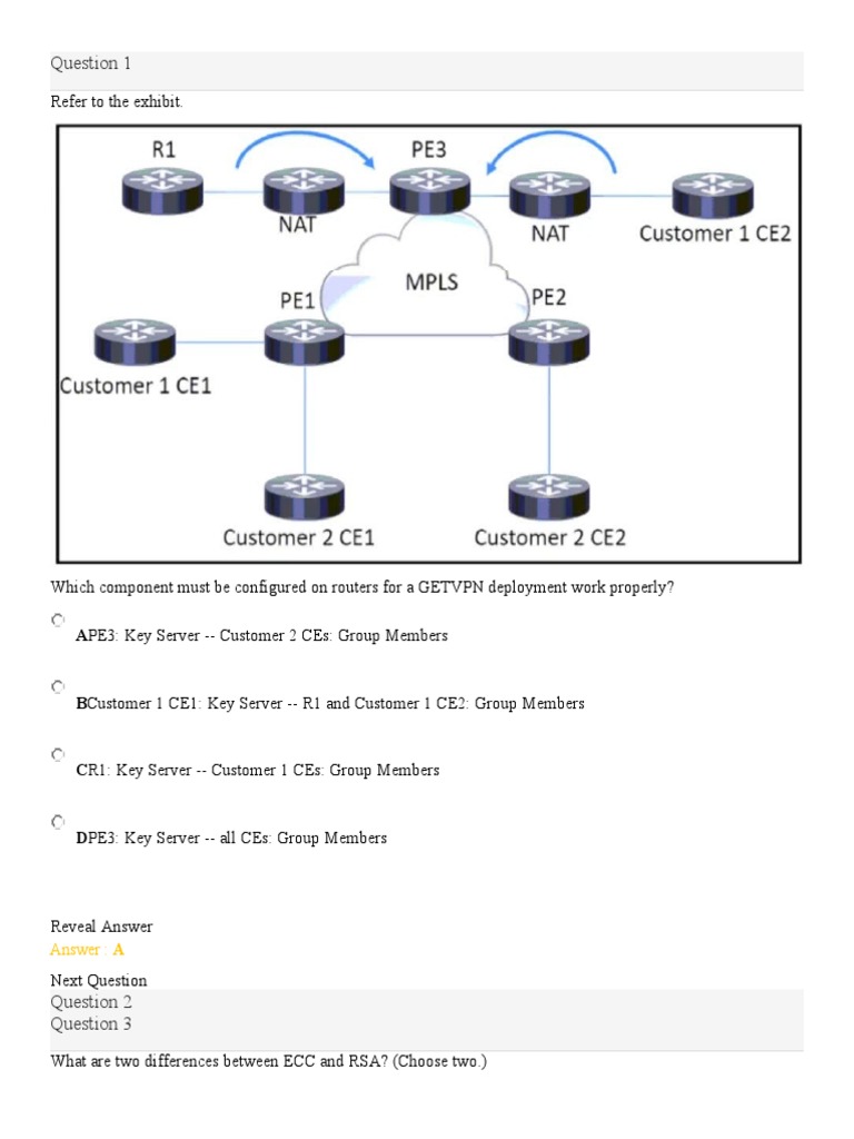 Refer To The Exhibit.: Ape3: Key Server - Customer 2 Ces: Group Members |  PDF | Virtual Private Network | Transport Layer Security