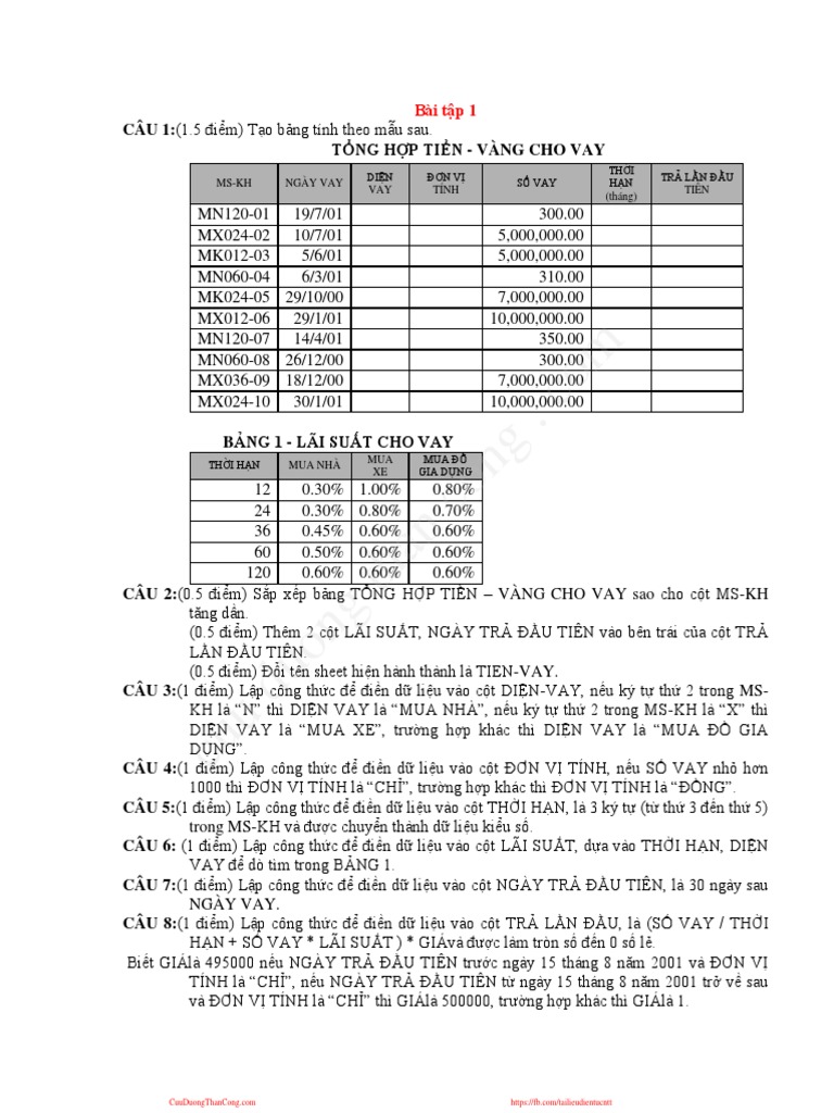 Tin hoc co so bai tap excel cuuduongthancong com pdf