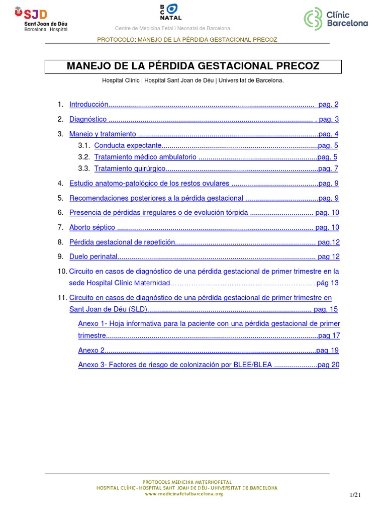 Perdida Gestacional Precoz | PDF