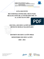 Guía Docente - Recomendaciones Del Dece para Realización de Actividades Del 18 Al 22 de Mayo 2020