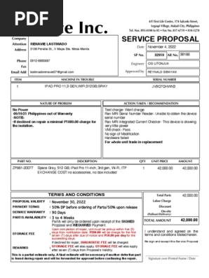 SERVICE PROPOSAL AR#39186