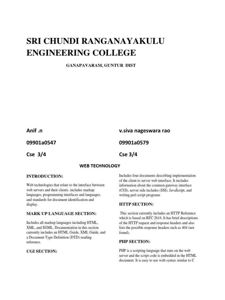 Web Tech Guide for CSE Students | PDF | Markup Language | Html