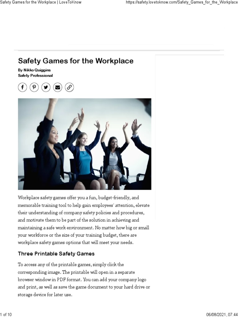 Safety Games For The Workplace | PDF | Occupational Safety And Health | Safety