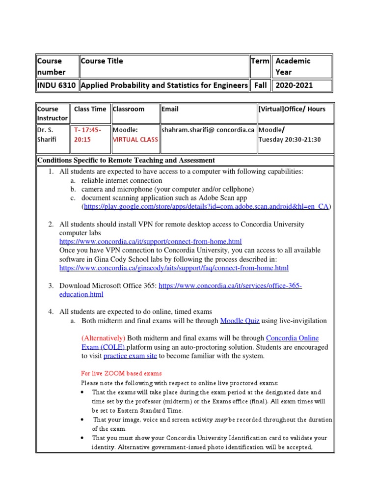 COMMON - COURSE - OUTLINE-6310 - Concordia University | PDF | Statistics