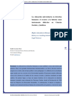 La Educación Universitaria en Derechos Humanos: El Recurso A La Historia Como Instrumento Didáctico en Ciencias Sociales y Jurídicas