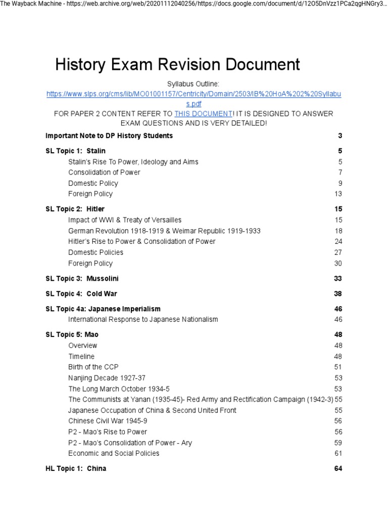 IB History Exam Revision Guide | PDF | Socialism | Anti Capitalism