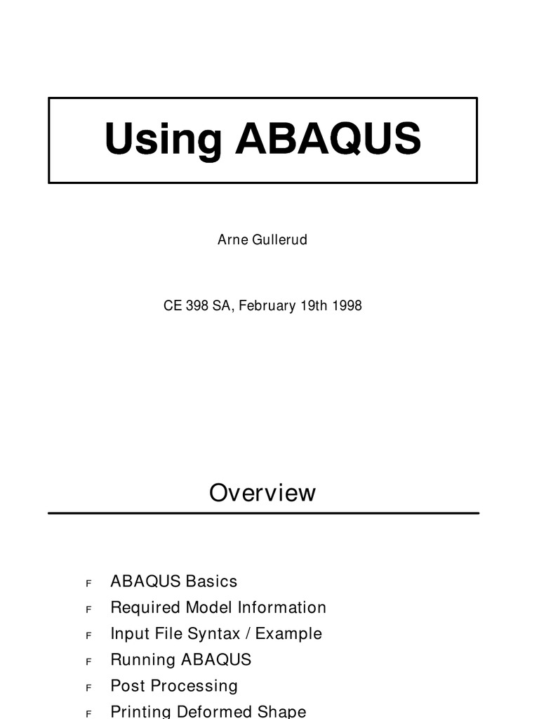 Abaqus Tutorial Part I | PDF | Computers | Technology & Engineering