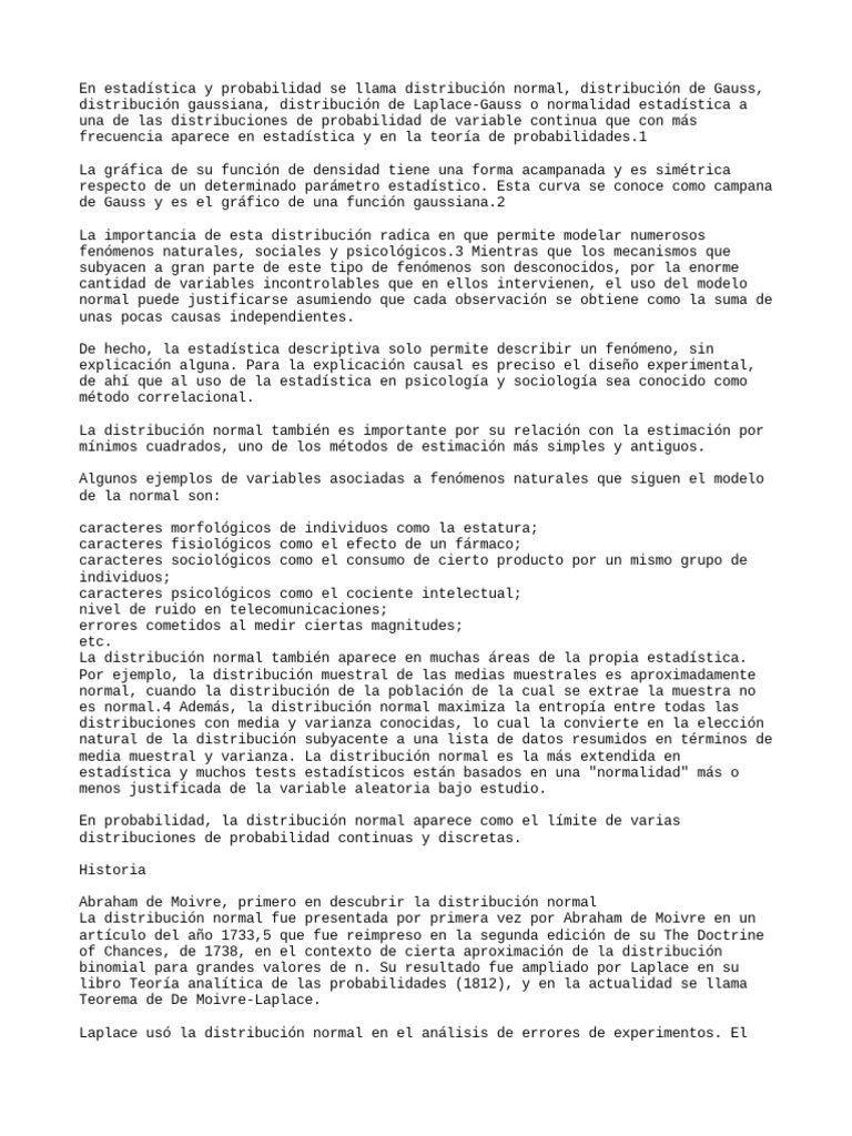 Distribución Normal | PDF | Distribución normal | Estadísticas 