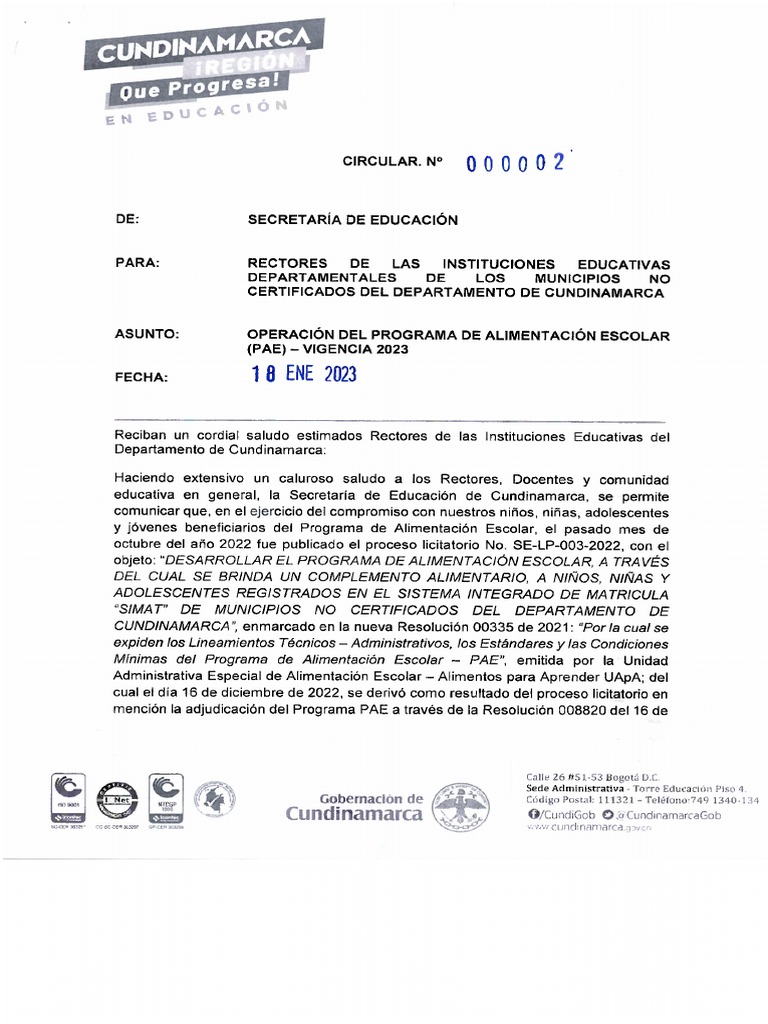 Circular 00002 | PDF