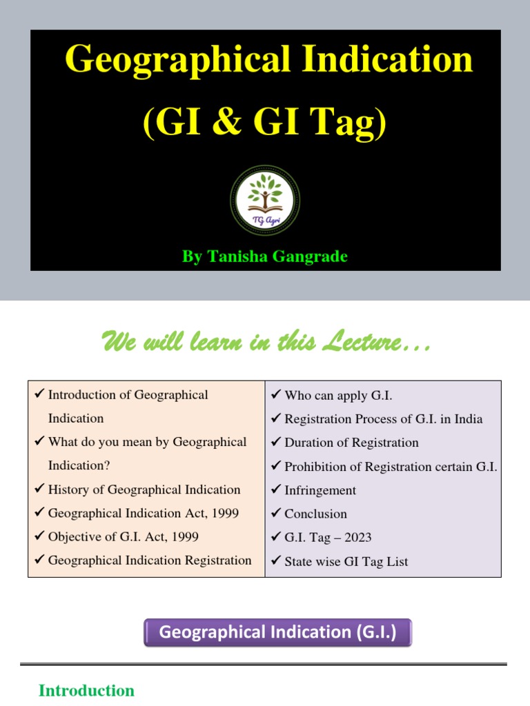 Geographical Indication Registration in India | PDF | United States ...