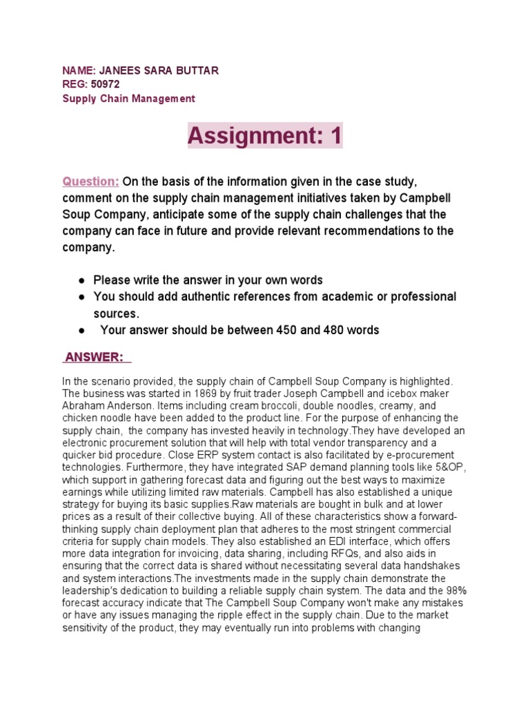 Campbell Soup Supply Chain Analysis | PDF | Supply Chain | Supply Chain ...