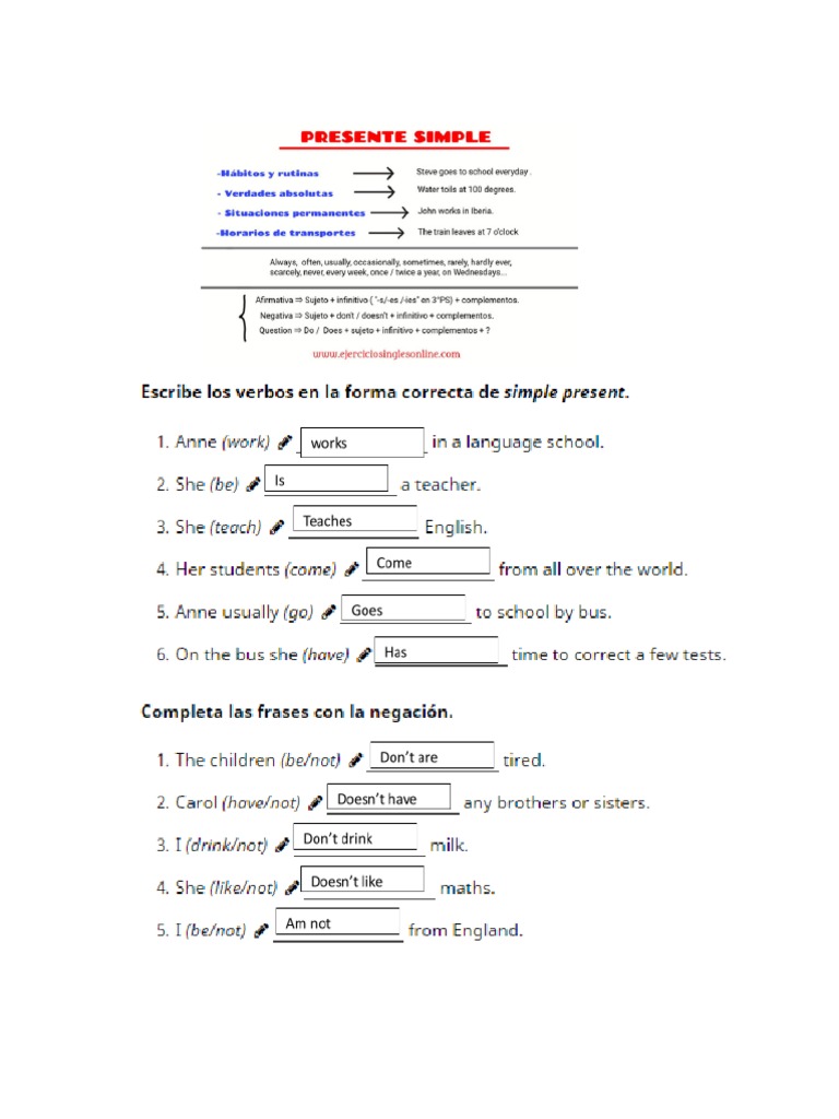 Presente Simple Ingles | PDF