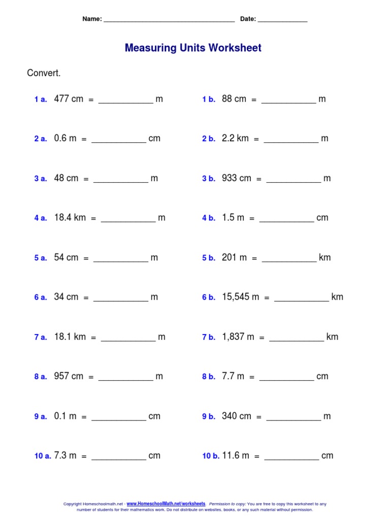 Convert Kilometers Meters Centimeters Decimals 1 | PDF