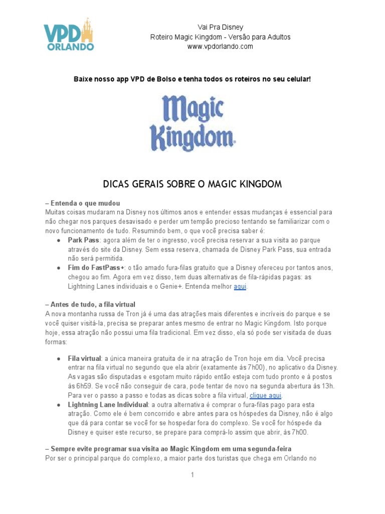 Magic Kingdom - Roteiro Completo e Gratuito para Aproveitar o Parque