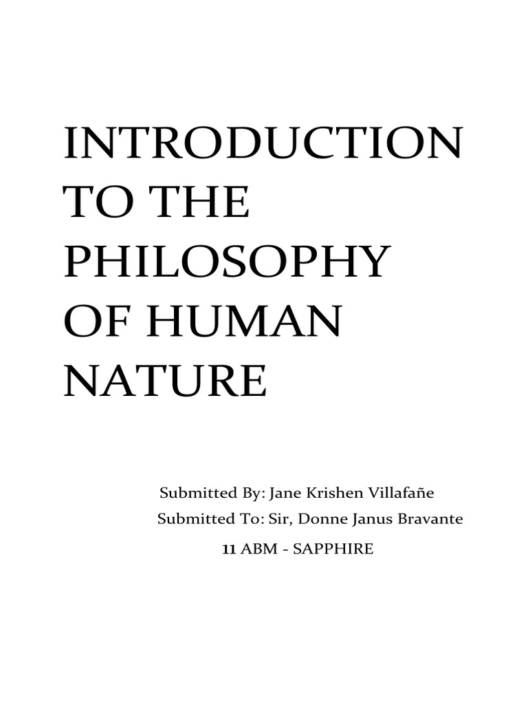 Intro to Philosophy of Human Nature | PDF | Pragmatism | Immanuel Kant