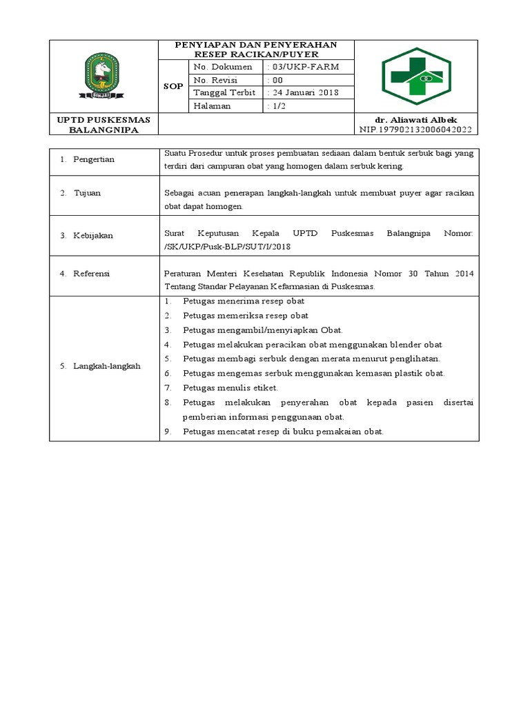 SOP Obat Racikan | PDF