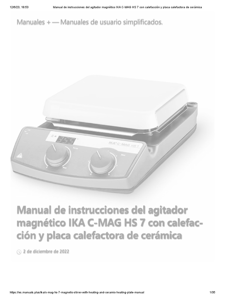 Partida 129 Manual de Instrucciones Del Agitador Magnético IKA CMAG HS