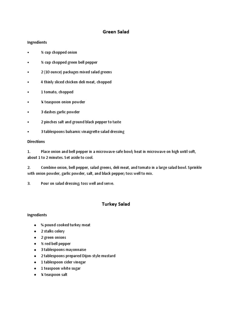 Salad Printable | PDF | Salad | Mustard (Condiment)