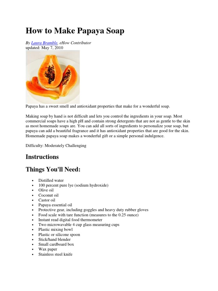 How To Make Papaya Soap PDF Soap Dough